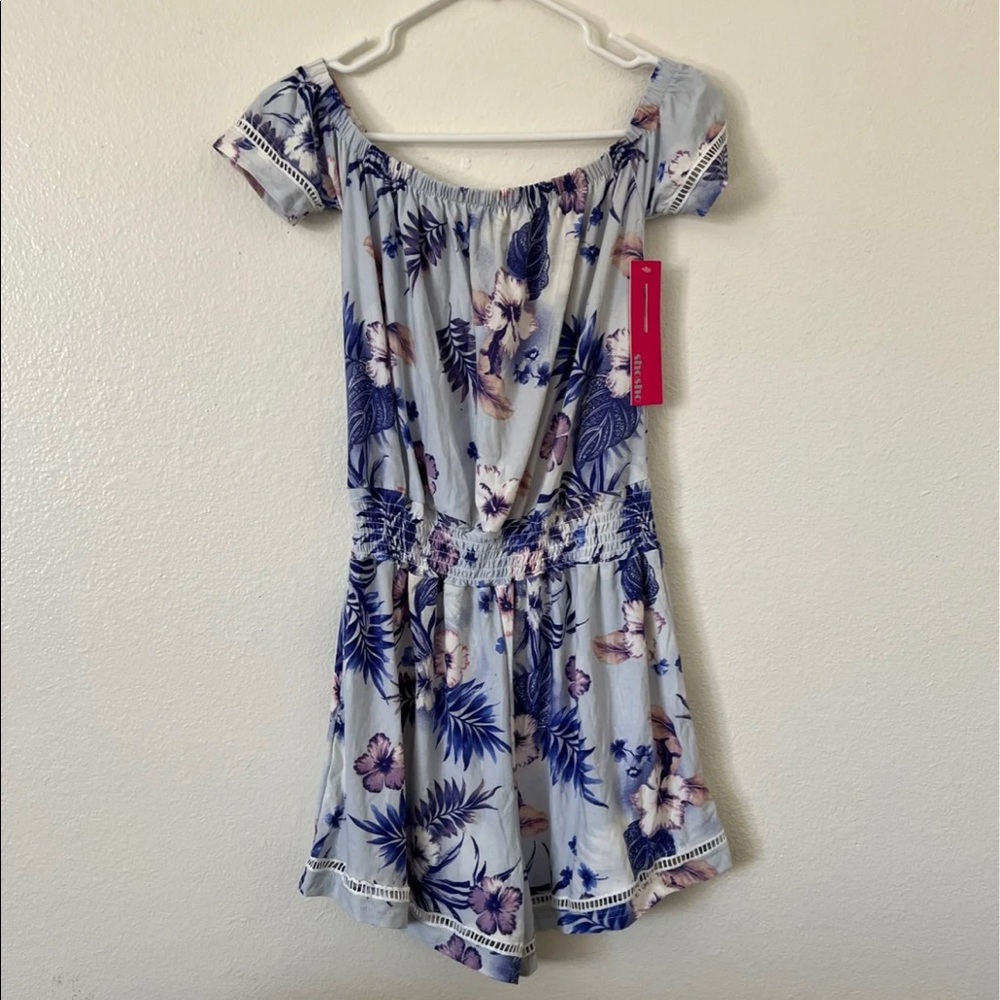 Blue & Pink Floral Romper - Picture 2 of 10